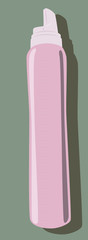 vector illustration of a pink hair mousse tube, on dark green background