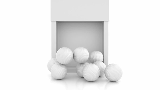 New golf balls - just from the box, 3D animation with alpha mask 
