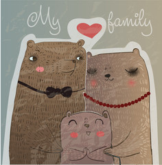 Naklejka premium cute bear's family