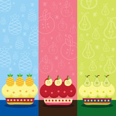 Retro Birthday Fruits Cake