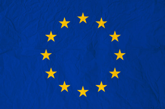 Flag of Europe with old vintage paper texture