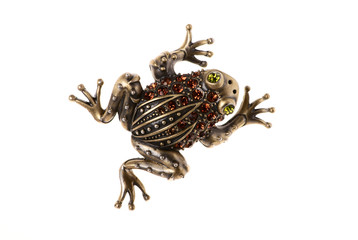 bronze brooch with gems #1, isolated on a white.
