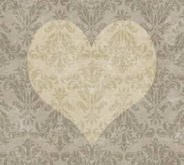 Valentine Heart on Muted Damask