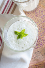 Mint Lassi a refreshing Indian yoghurt drink