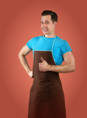 man in apron isolated on background