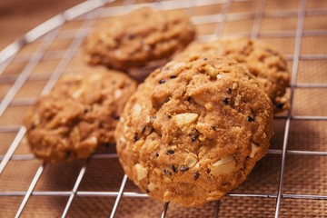 Cookies, snack mix, cereals with health benefits.