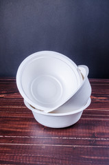 eco unbleached plant fiber bowl on wooden table