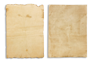 Old brown note paper isolated on white background