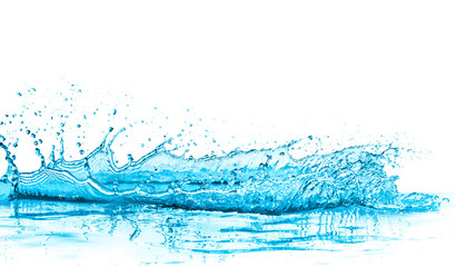 blue water splash, isolated on white background
