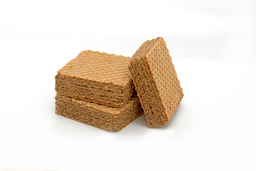 chocolate wafer on white background