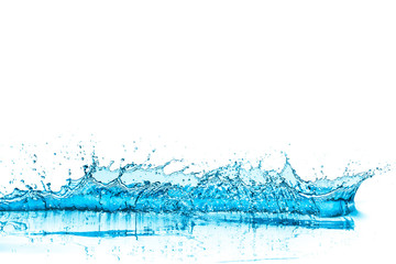 blue water splash, isolated on white background