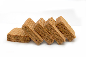 chocolate wafer on white background