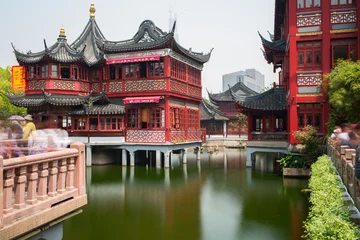 Crédence de cuisine en verre imprimé Shanghai Le temple du dieu de la ville ou la région de Chenghuang Miao. Shanghaï