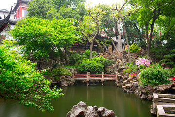 Fototapeta na wymiar Yuyuan Garden, located in the The City God Temple area. Shanghai