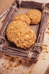 Cookies, snack mix, cereals with health benefits.