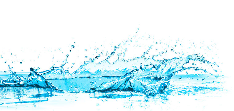 turquoise water splash isolated on white background