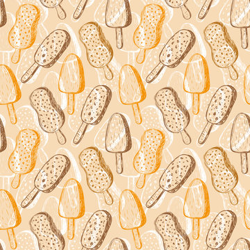 Seamless pattern set from the hand cream popsicle