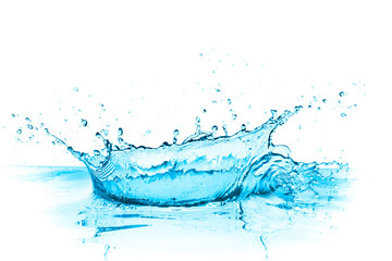 blue water splash with a crown shaped pattern
