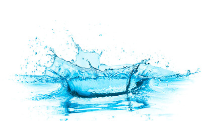 blue water splash with a crown shaped pattern