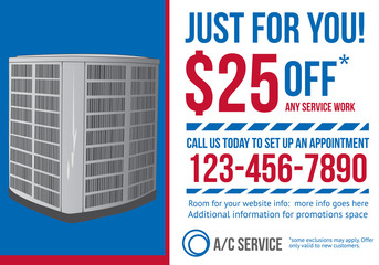 HVAC air conditioning contractor postcard with coupon discount advertisement  - 86153576