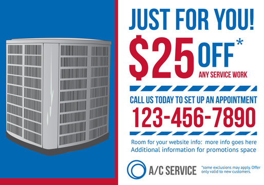 HVAC Air Conditioning Contractor Postcard With Coupon Discount Advertisement 