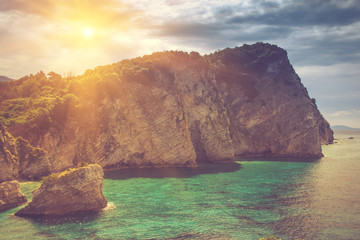 View of the rocks at the beach.