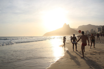 Ipanema Beach Rio de Janeiro Brazil Sunset - obrazy, fototapety, plakaty