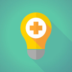 Obraz premium long shadow light bulb with a pharmacy sign