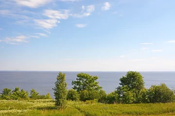 Deurstickers View from the village Korostyn on the Great Lakes Ilmen © kalichka