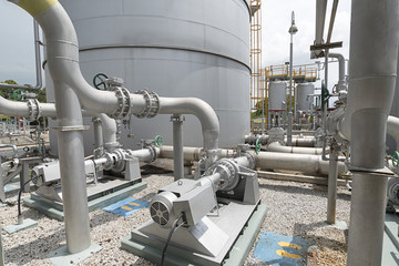 Siver motor driven pump of water treatment section in factory