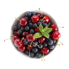 Summer berries: cherries and blueberries