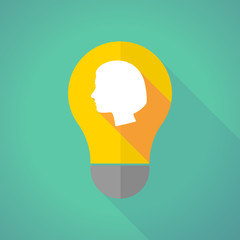 long shadow light bulb with a female head