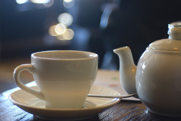 table setting in restaurant background
