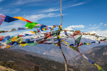 Panorama of the Himalayas in Nepal spring