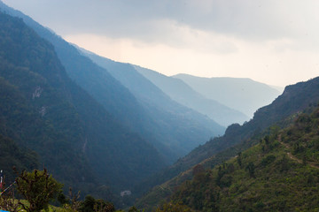 Panorama of the Himalayas in Nepal spring