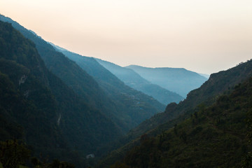 Panorama of the Himalayas in Nepal spring