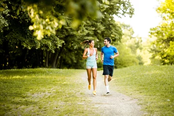 Papier Peint photo autocollant Jogging jeune couple, courant