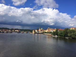 Charles Bridge in Prague before heavy storm