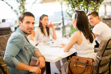 Young people by the table