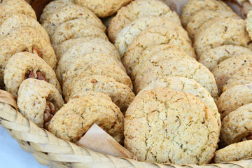 Homemade cookies with nuts and honey