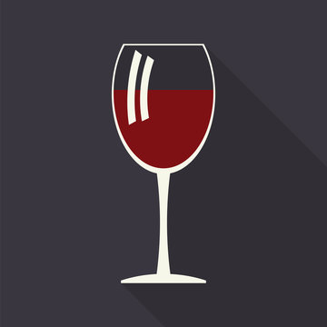Wine glass icon with long shadows