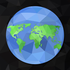world globe map in polygonal style