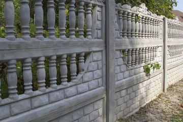 fence, concrete fence, fence with decorations