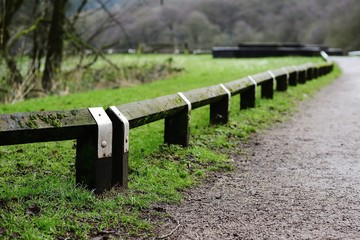 Knee rail on the footpath edge