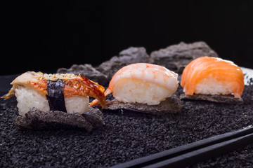 Japanese cuisine. sushi on background