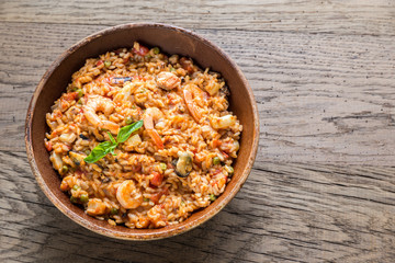 Seafood paella