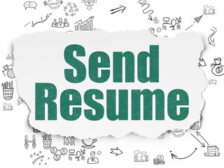 Finance concept: Send Resume on Torn Paper background