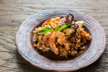Seafood paella