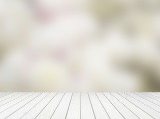 white wood terrace with abstract blur