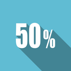 50 percent flat icon sale sign